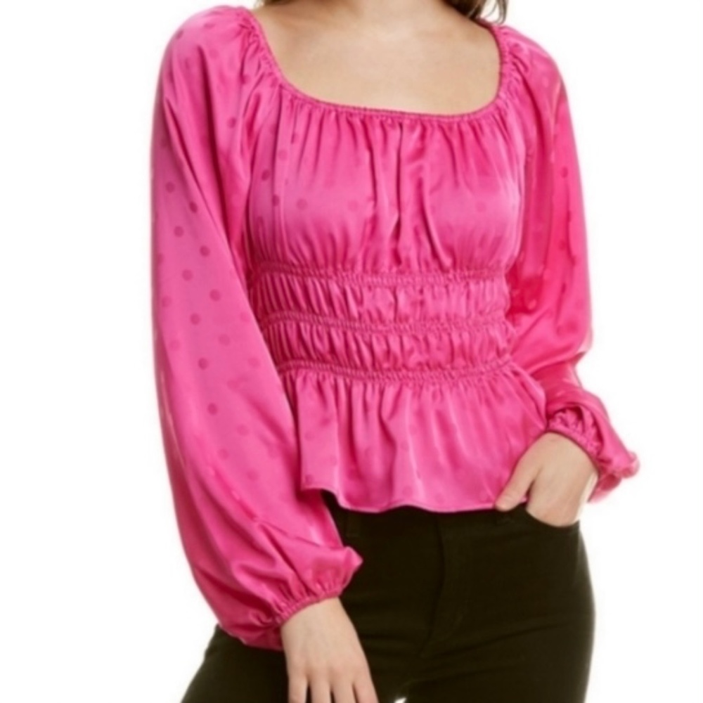 Pink wayf dawn dots scoop neck top